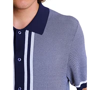 Paisley & Gray Men's Slim Fit Short Sleeve Full Placket Retro Polo Shirt