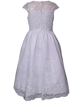 Bonnie Jean Big Girls Embroidered Cap Sleeve Communion Dress