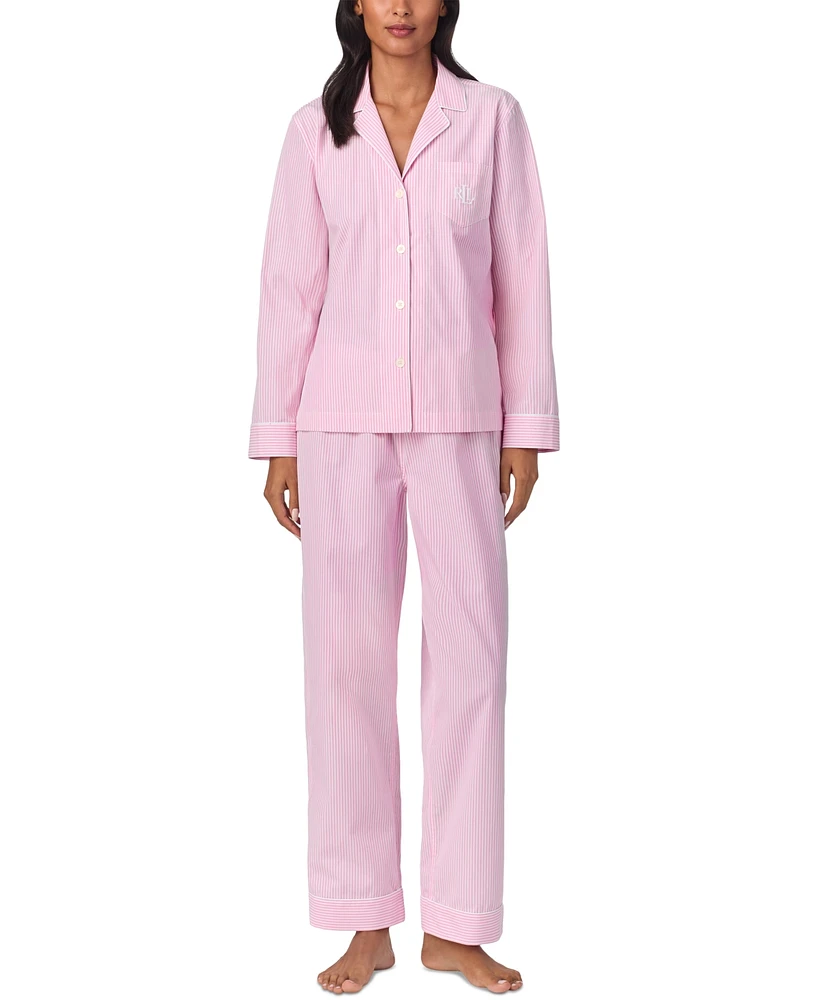 Lauren Ralph Lauren Women's Long-Sleeve Notched-Collar Pajama Set