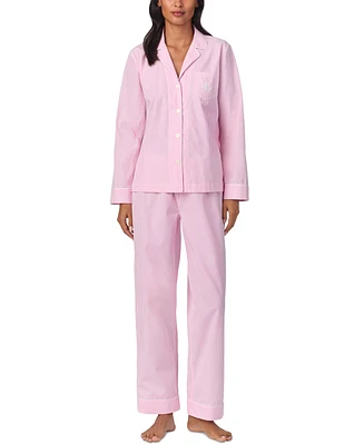 Lauren Ralph Lauren Women's Long-Sleeve Notched-Collar Pajama Set