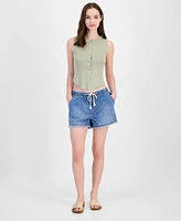 Ultra Flirt Juniors' Button Front Ribbed Sweater Tank