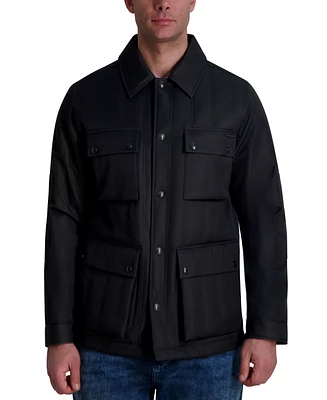 Karl Lagerfeld Men's Channel Quilted Button-Front Field Jacket