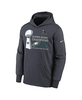 Nike Big Boys and Girls Anthracite Philadelphia Eagles Super Bowl Lix Champions Locker Room Trophy Collection Fleece Pullover Hoodie