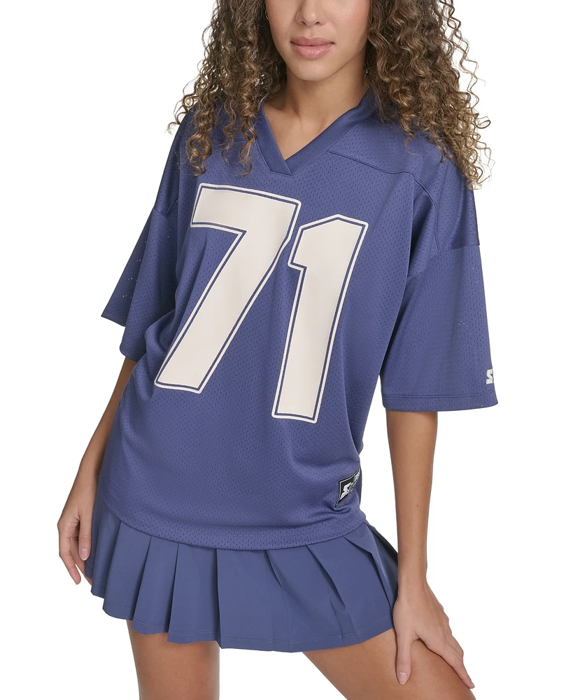 Starter Women's Jersey Number Graphic V-Neck Short-Sleeve Top