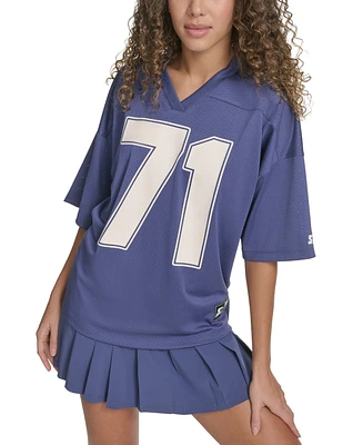 Starter Women's Jersey Number Graphic V-Neck Short-Sleeve Top