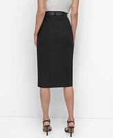 Dkny Women's Belted Chain-Trim Front-Slit Pencil Skirt