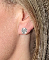 Diamond Round & Baguette Halo Cluster Stud Earrings (2 ct. t.w.) in 14k White Gold