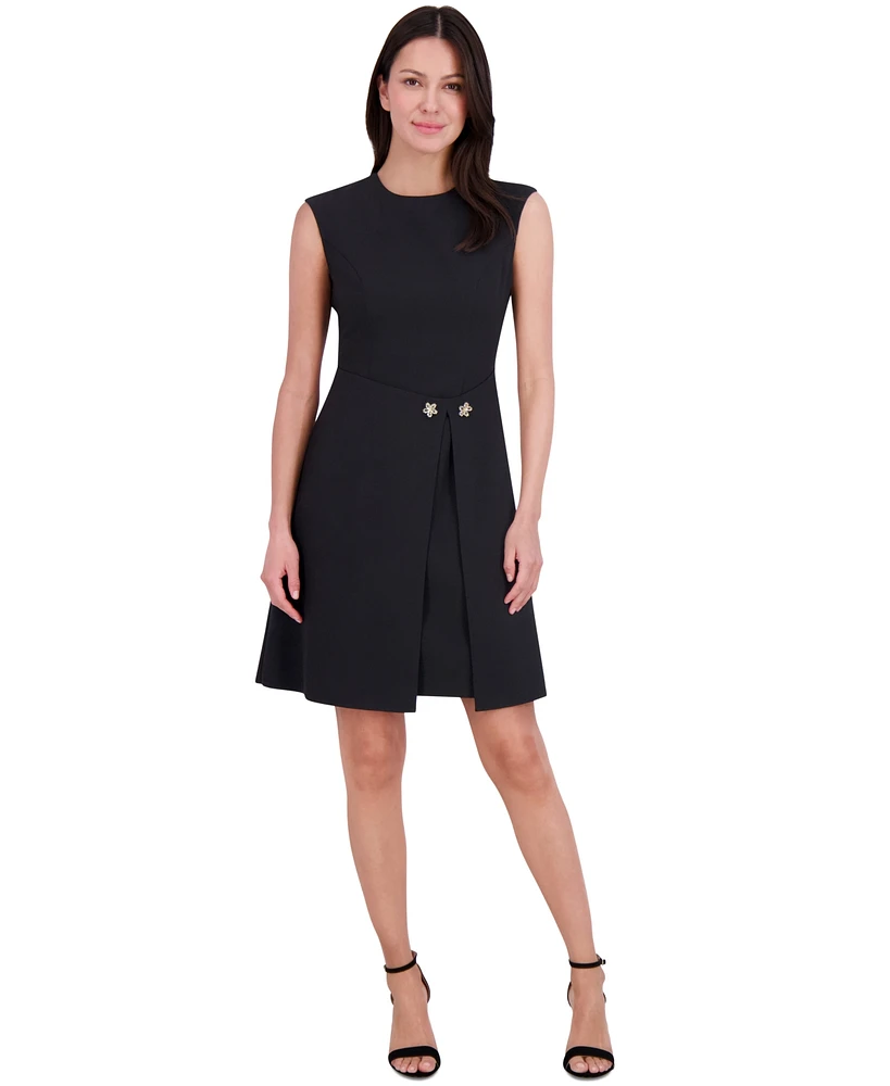 Eliza J Women's Jewel-Neck A-Line Overlay Dress