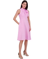 Eliza J Women's Mock-Neck Bow-Trim Sleeveless Dress