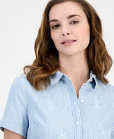 Nautica Jeans Women's Striped Floral Camp Shirt