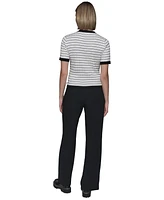 Karl Lagerfeld Paris Women's Striped Short-Sleeve Cardigan