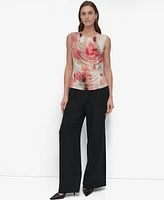 Dkny Women's Printed Zip-Shoulder Sleeveless Knit Top