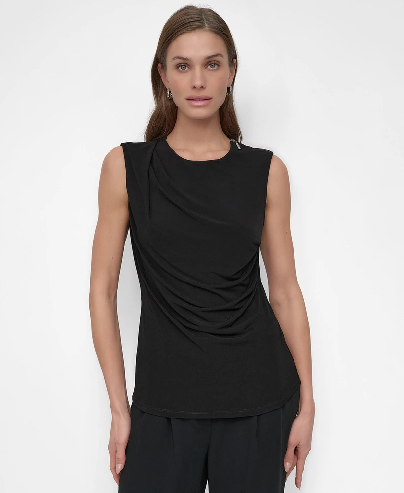 Dkny Women's Zip-Shoulder Sleeveless Knit Top