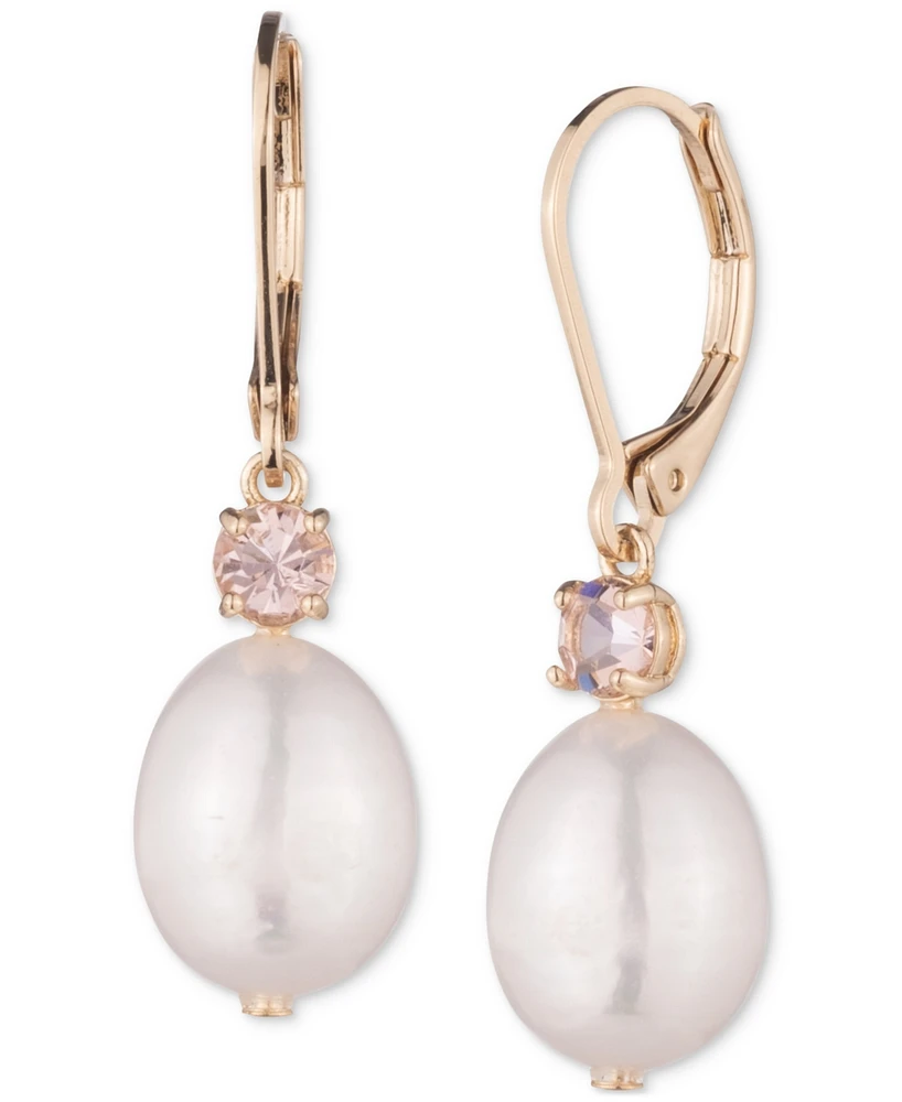 Lauren Ralph Lauren Gold-Tone Crystal & Freshwater Pearl Drop Earrings