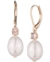 Lauren Ralph Lauren Gold-Tone Crystal & Freshwater Pearl Drop Earrings