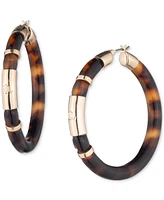 Lauren Ralph Lauren Gold-Tone Tortoise Shell Look Medium Hoop Earrings, 1.77"