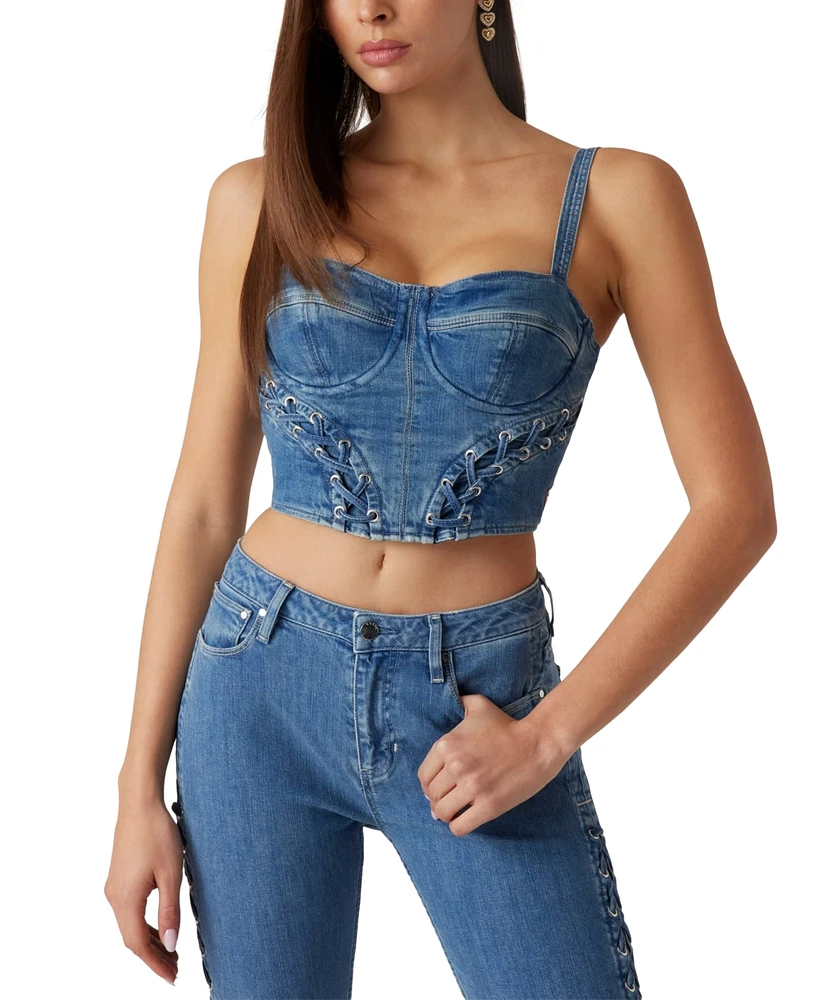 Guess Women's Lace-Up Marsy Bustier Top