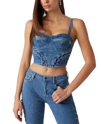 Guess Women's Lace-Up Marsy Bustier Top