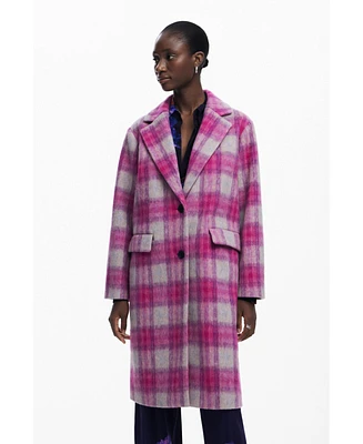 Desigual Women's Pink tartan coat