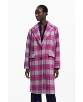 Desigual Women's Pink tartan coat