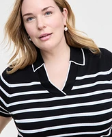 Liverpool Los Angeles Plus Short-Sleeve Collared Sweater