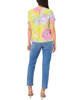 Vince Camuto Women's Rolled-Cuff Printed Top