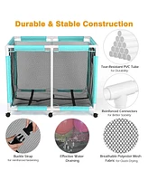 Yescom Extra Large Mesh Pool Storage Bin 214 Gallon Noodles Holder Toys Organizer 6 Wheels Rolling Cart Blue