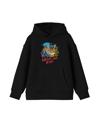 Those Meddling Kids Scooby Doo Characters Group Youth Boys Black Hoodie-xl