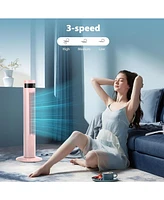 Kismile Tower Fan Portable Electric Oscillating Quiet Cooling Remote Control Standing Bladeless Floor Fans 3 Speeds Wind Modes Timer Bedroom Offic