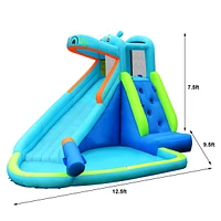 Hippo Inflatable Water Slide Bounce House Fun Outdoor Playset for Kids