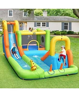 8-in-1 Inflatable Bounce House with Water Slide Ultimate Outdoor Playset for Kids