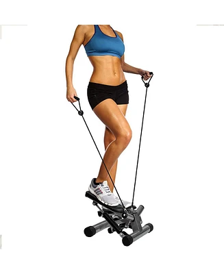 BalanceFrom Adjustable Stepping Machine and Step Counter, Leg Workout Machine & Mini Stair Stepper with Resistance Bands, for Home Workouts, Black