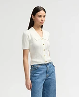 Nvlt Women s ¾ Sleeve Cardigan with Pointelle Detail