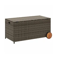 Garden Storage Box with Wheels Gray 50.2 Gal Poly Rattan