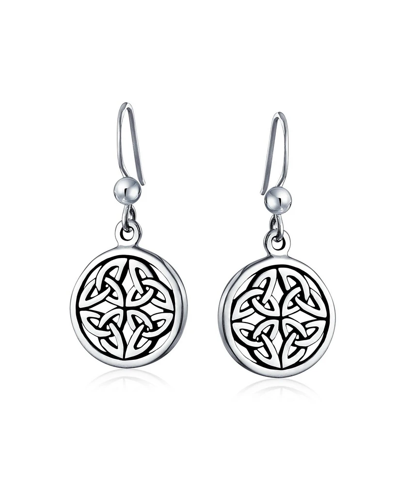 Bling Jewelry Ancient Viking Celtic Knot Dangle Earrings in Oxidized Sterling Silver