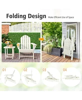 Gymax 3PC Patio Folding Adirondack Chair Side Table Cup Holder Poolside
