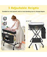 Gouun Portable Adjustable Height Newborn Nursery Organizer with Wheel