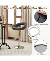 Height Adjustable Bar Stools Set of 2 with Hollow Back and Footrest