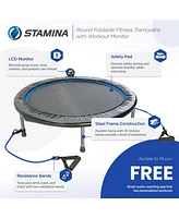 Stamina Products 35-1632 38 Inch Intone Plus Rebounder Cardio Trampoline with Resistance Bands, Coaching App, and Built-In Tracker Monitor