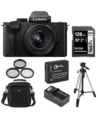 Panasonic Lumix Dc-G100D Mirrorless Camera with G Vario 12-32mm f/3.5-5.6 Asph Ois Lens, Bundle with 128GB Memory Card, Al Tripod and Filter Kit