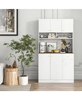 Pantry Cabinet with Built-in Outlets for Convenient Dining Room Storage