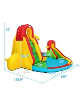 Kids' Inflatable Water Slide Bounce House with Climbing Wall & Pool Outdoor Playset