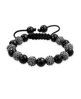 Bling Jewelry Black Gold Tone Pave Crystal Bracelet Ball Cord String Adjustable