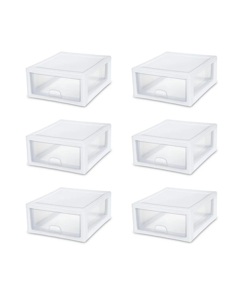 Sterilite 16 Quart Clear Plastic Stacking Storage Drawer Container Box, 6 Pack