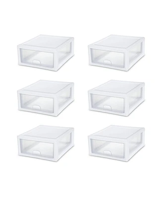 Sterilite 16 Quart Clear Plastic Stacking Storage Drawer Container Box, 6 Pack