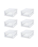 Sterilite 16 Quart Clear Plastic Stacking Storage Drawer Container Box, 6 Pack