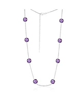 Sterling Silver, Square Bezel-Set, Gem Station Necklace