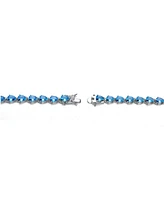 White Gold Plated with Blue or Green Pear Shaped Cubic Zirconia Tennis Bracelet