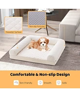 Egg-Foam Dog Crate Bed with 3-Side Bolster and Removable Washable Bed Cover