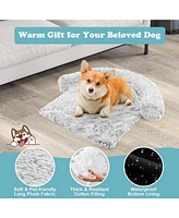 40"x 35"x 26" Plush Calming Dog Couch Bed with Anti-Slip Bottom